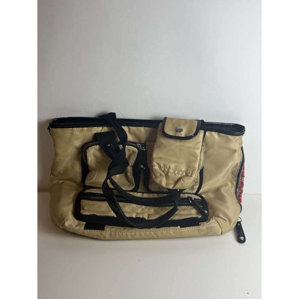 Beige Franco Sarto Handbag lined interior with detatchable pouch - Dmg Zipper